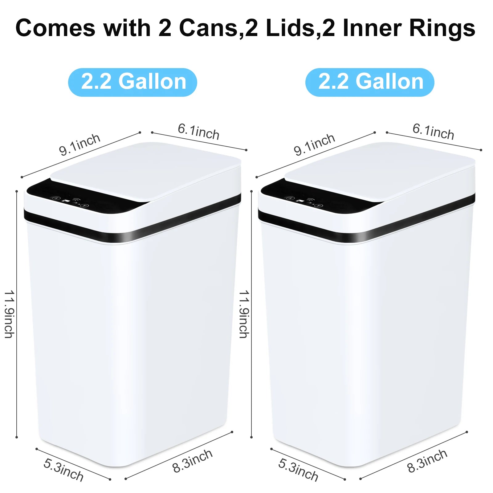 2- 12L Bathroom Automatic Trash Cans/ Touchless