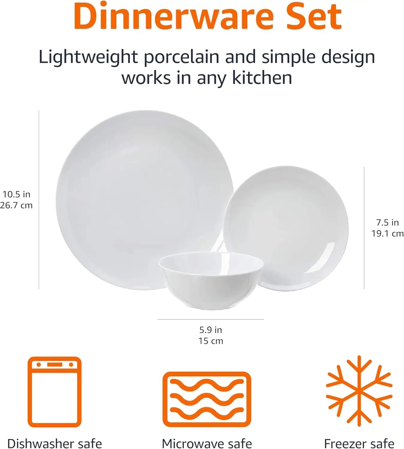 18-Piece White Porcelain Dinnerware Set