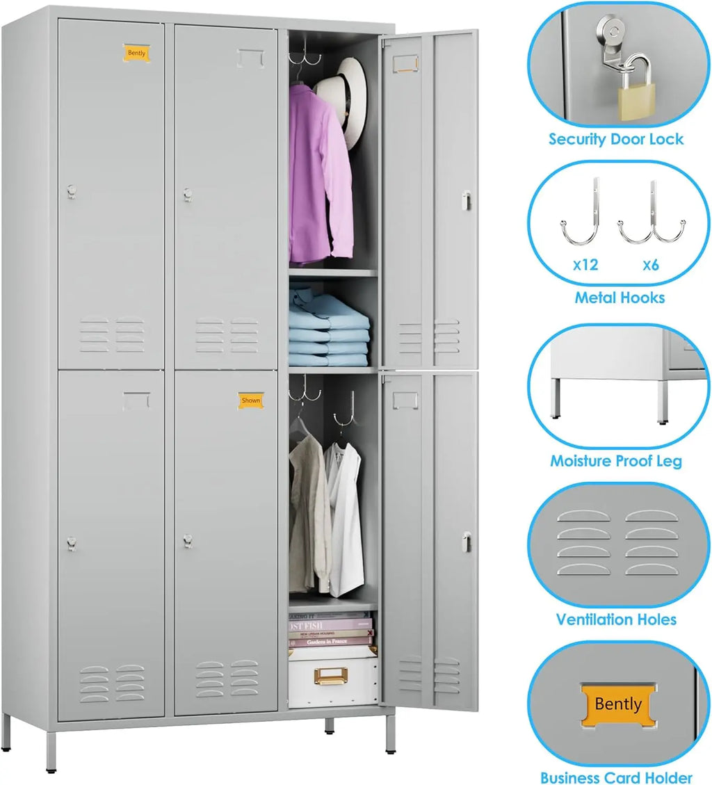6 Metal Employee Storage Cabinets
