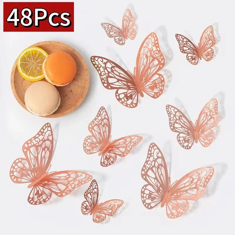 12/48Pcs 3D Butterfly  Wall Sticker