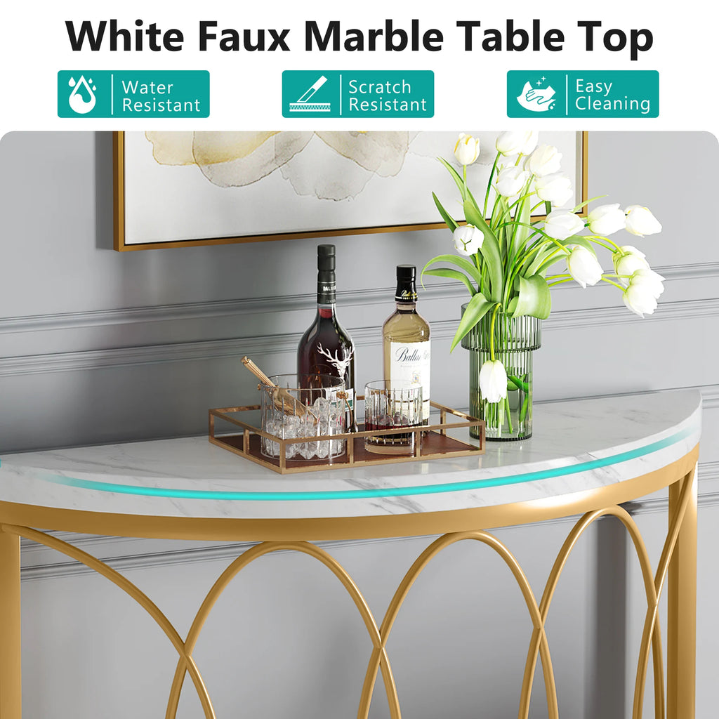 Half Moon Gold Console Table