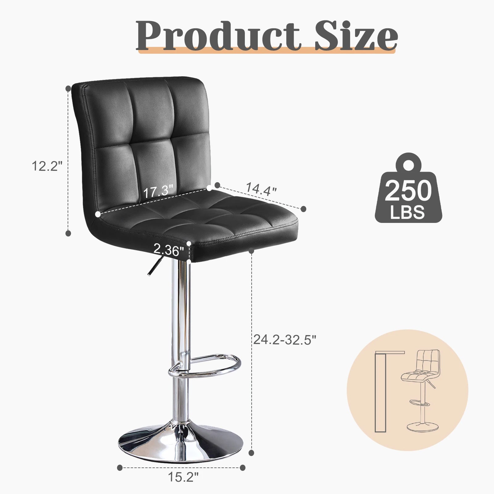 Leather Bar Stools Set of 2