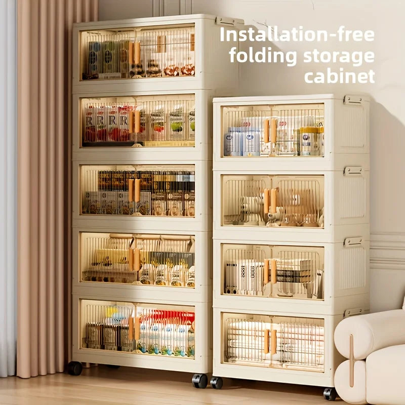 3/4/5-Tier Foldable Cabinet - Plastic Lidded Storage Box