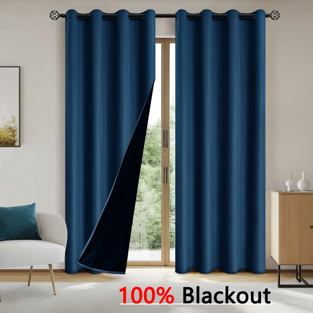 1pc Solid Color Full  Blackout curtains
