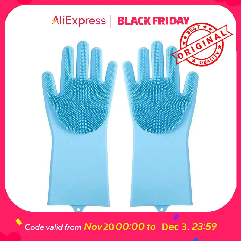 Pet Bathing Silicone Scrubber Mitt Bite-Resistant