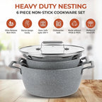 Nonstick Stackable Cooking Pots Set, 6-Piece Gray
