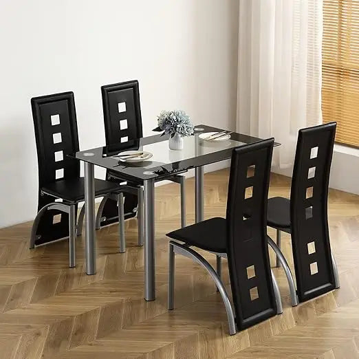 5-Piece Dining Set with Glass Table