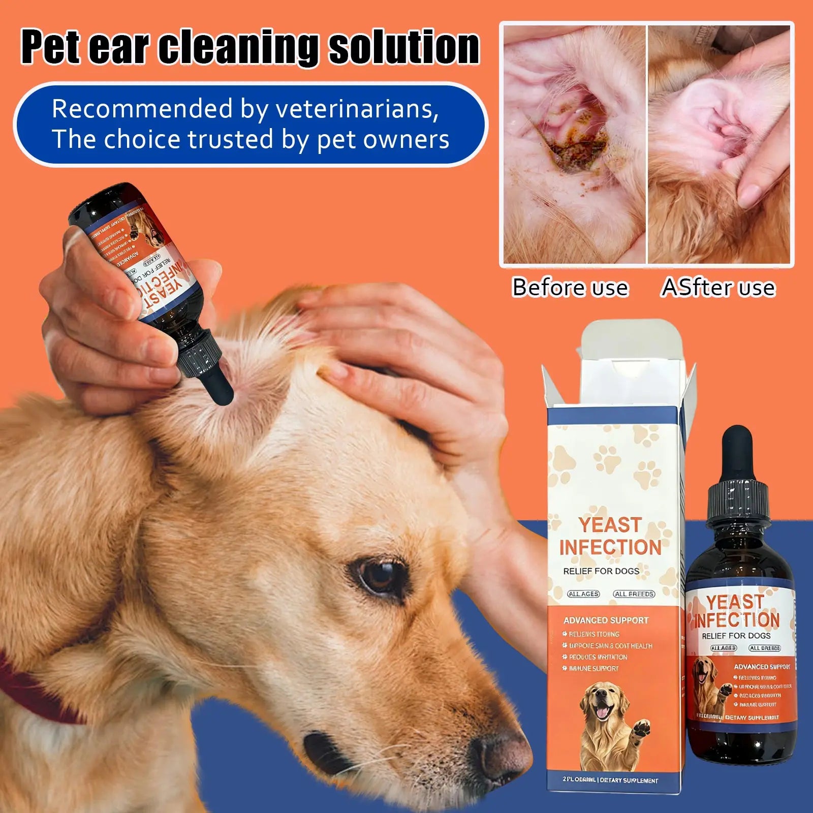Pet Ear Cleaner, Liquid Vitamin Drops