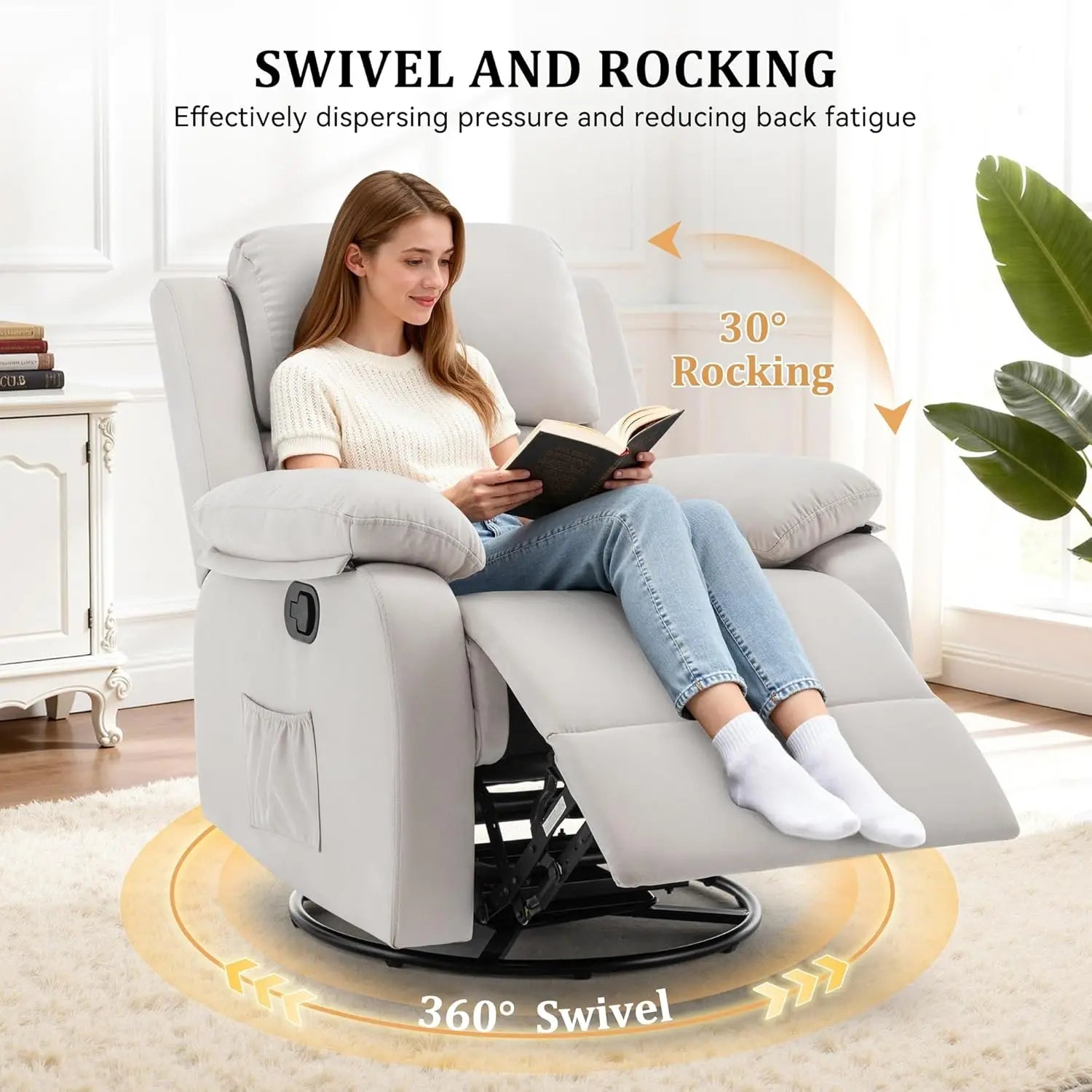 Recliner Chair, 360 Swivel Rocker