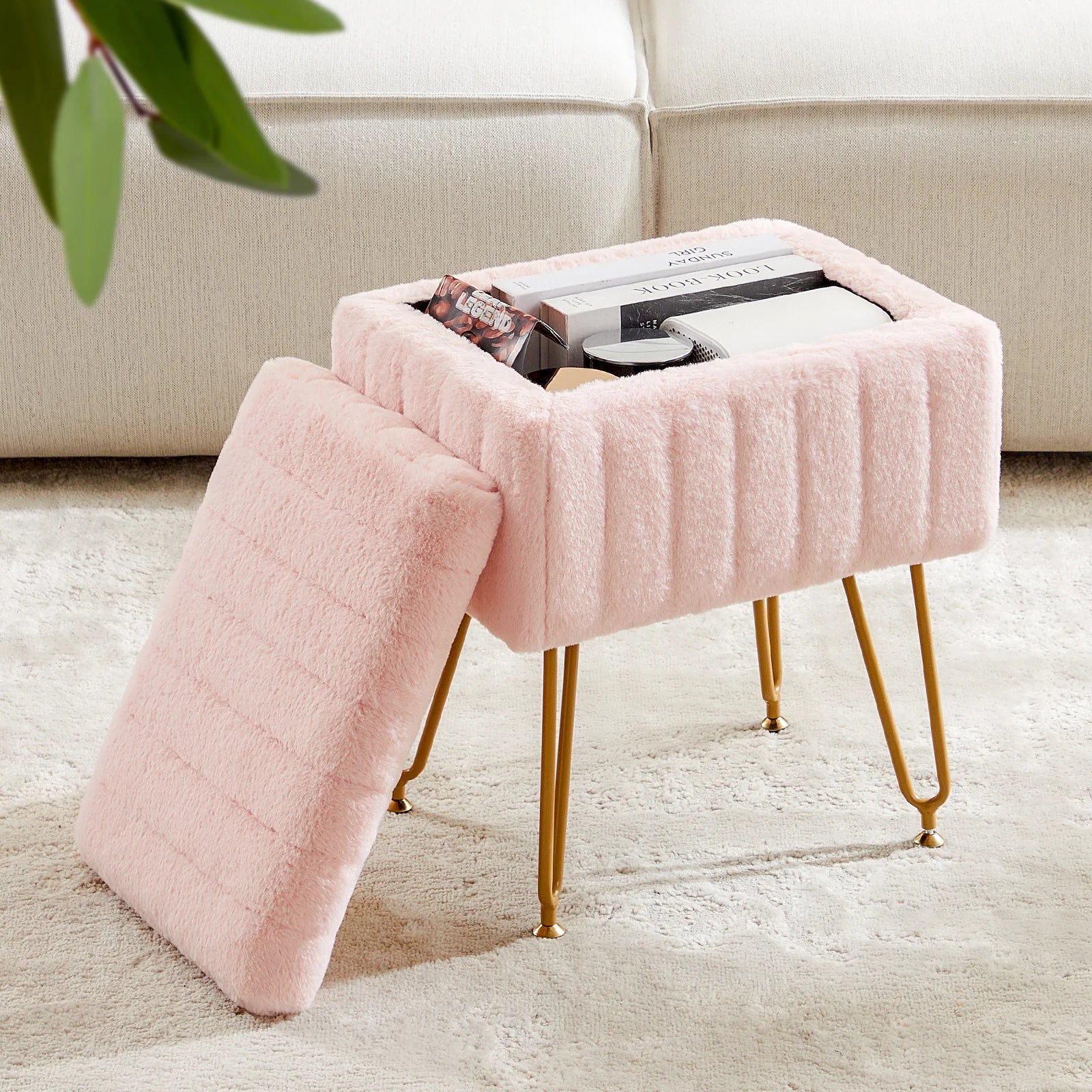 Faux Fur Storage Stools