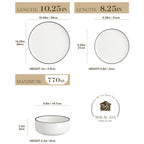 12/24 Pc  Black Rim Ceramic  Dinnerware Set