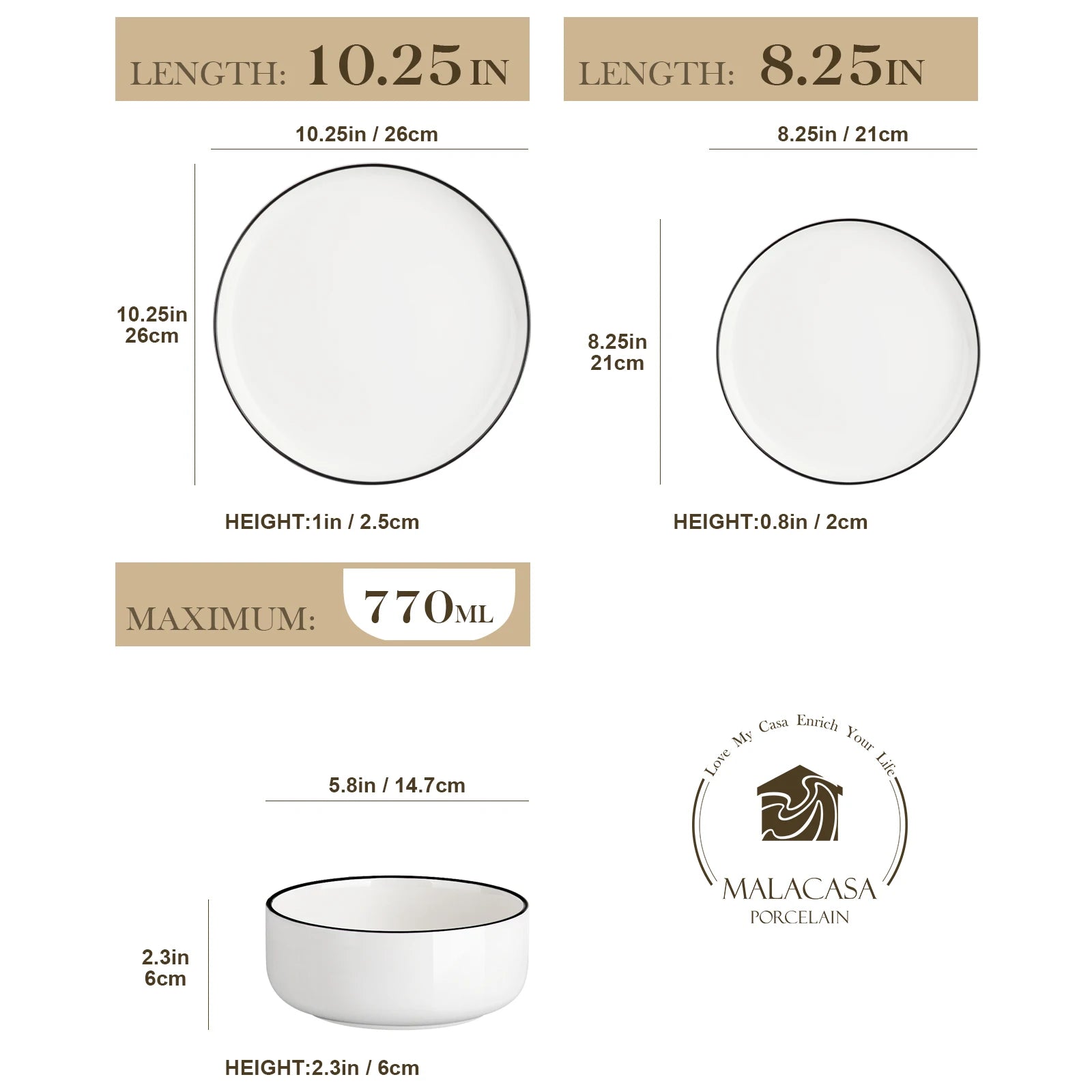 12/24 Pc  Black Rim Ceramic  Dinnerware Set