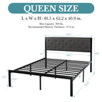 HOOMIC Metal Bed Frame Upholstered  Headboard