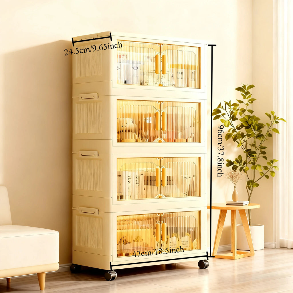 3/4/5-Tier Foldable Cabinet - Plastic Lidded Storage Box