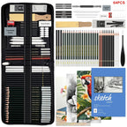 14/26/64/126 PCS Sketching Set, 3-Color Sketchbook, Blending Tools