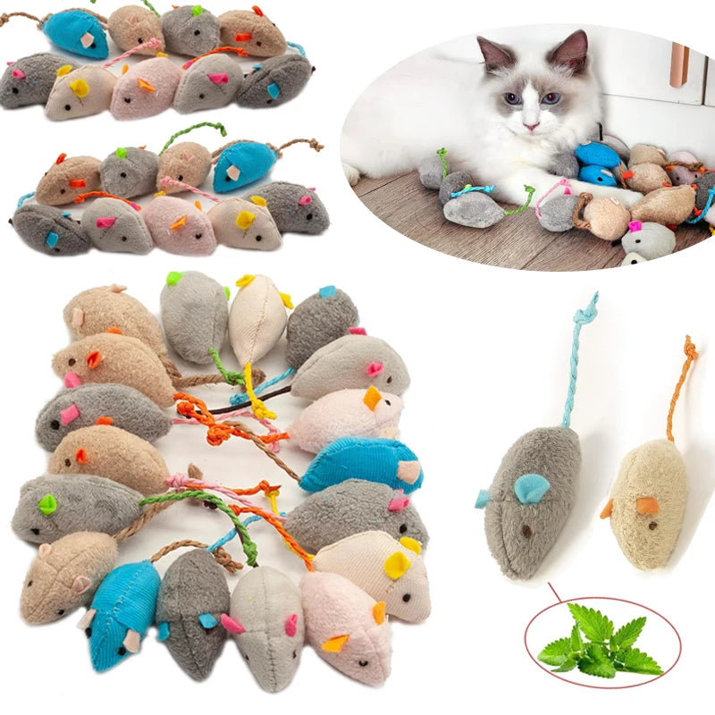 3/200pcs Catnip Faux Fur Cat Mice Toys