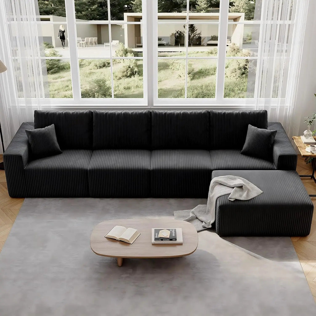 Sectional Sofa L-Shape  Black Customized