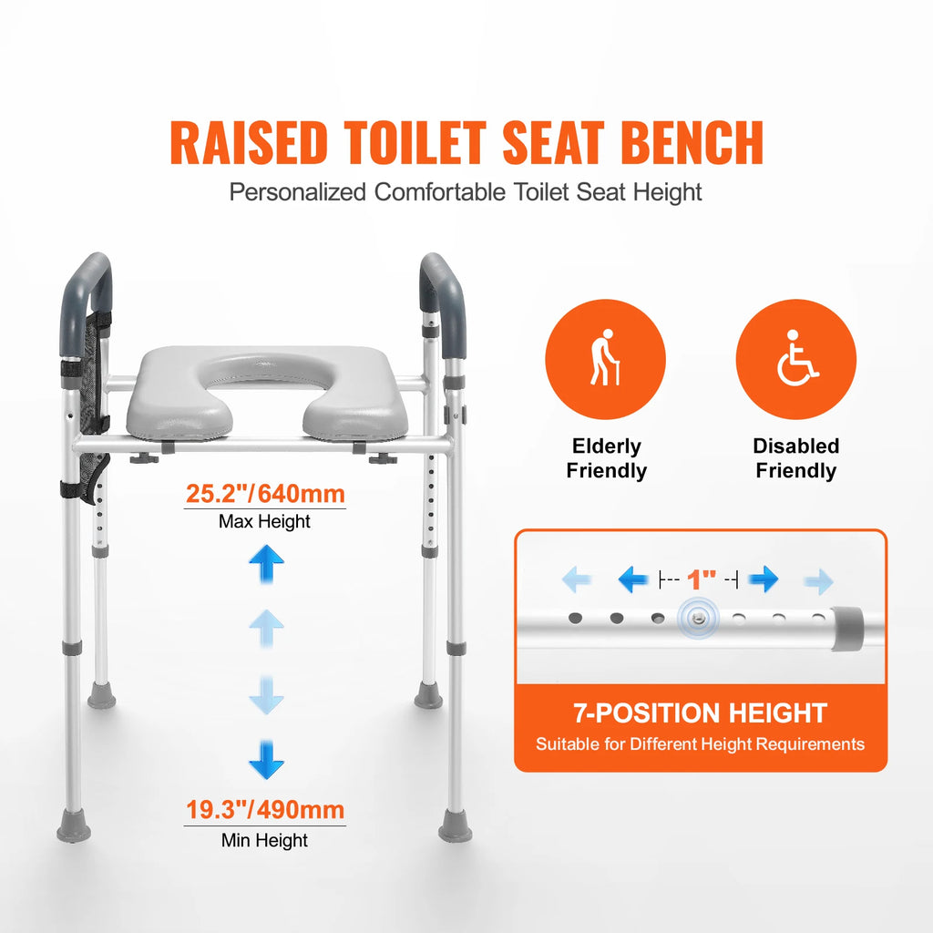 Raised Toilet Seat/ Padded Aluminum Frame