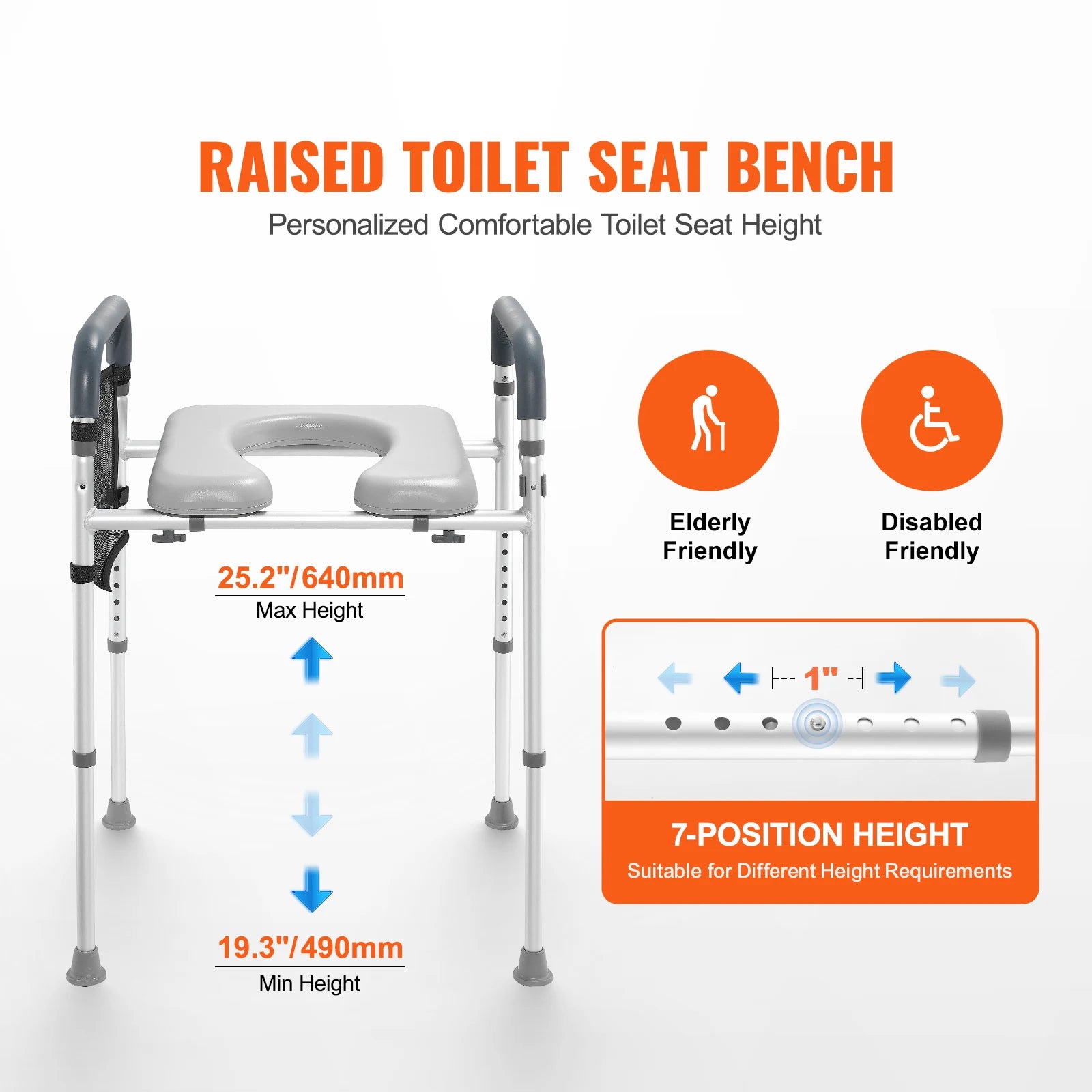 Raised Toilet Seat/ Padded Aluminum Frame