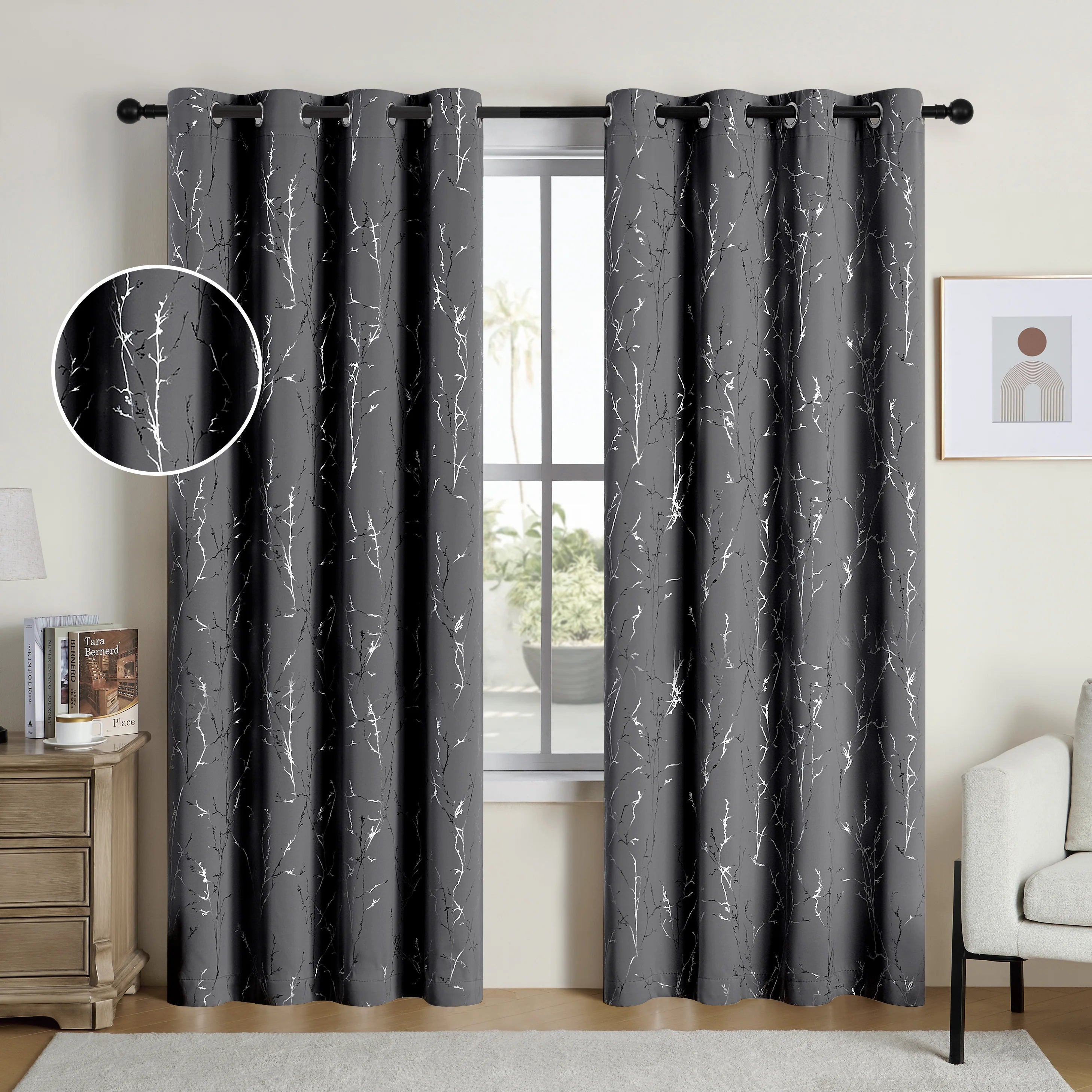 2 Blackout Curtains ,Grommet