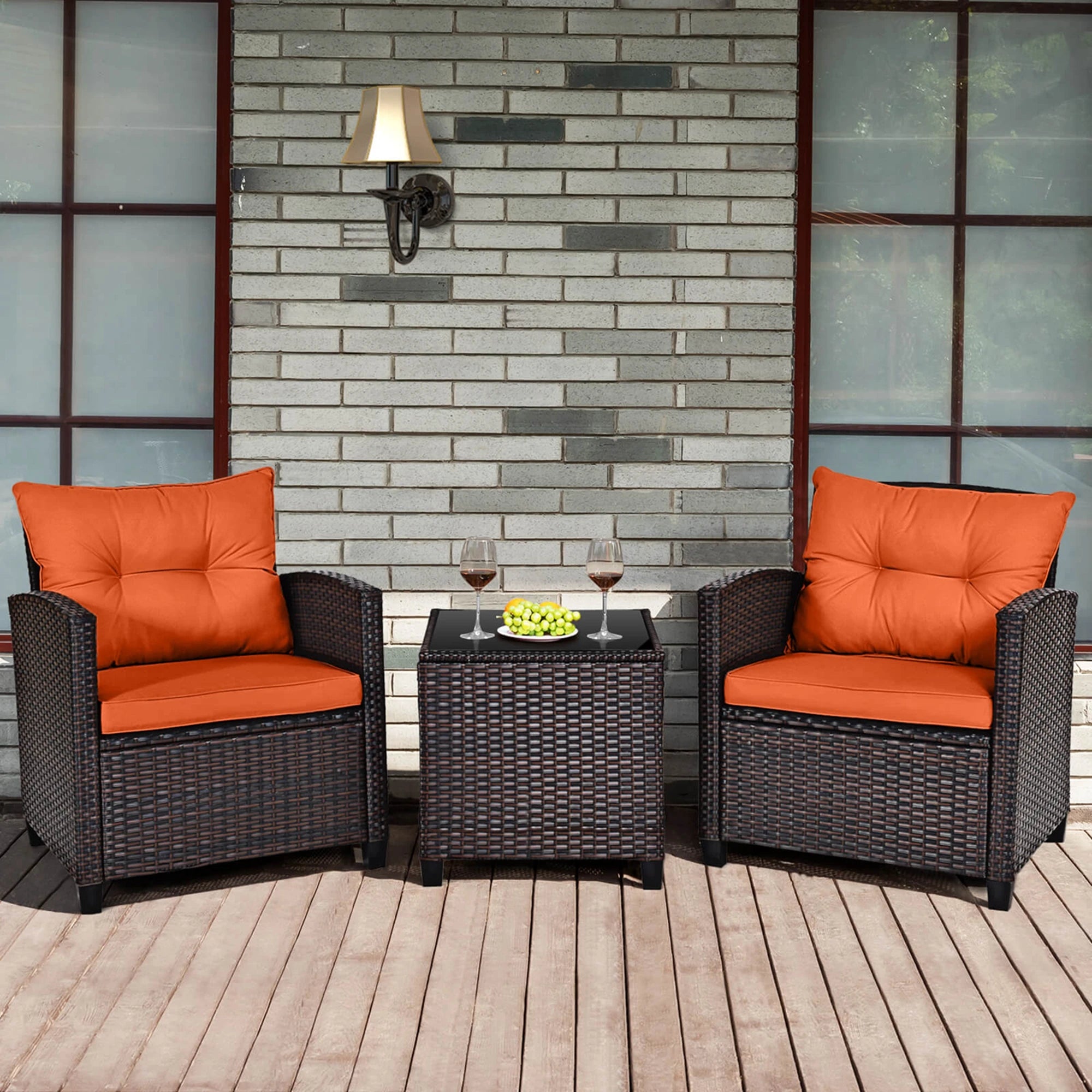 3 PC Patio Rattan Set