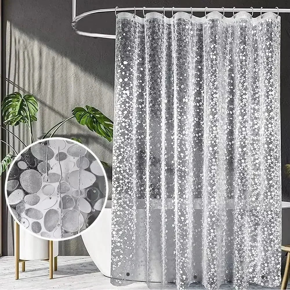1pc Pebble Pattern, Clear Shower Curtain