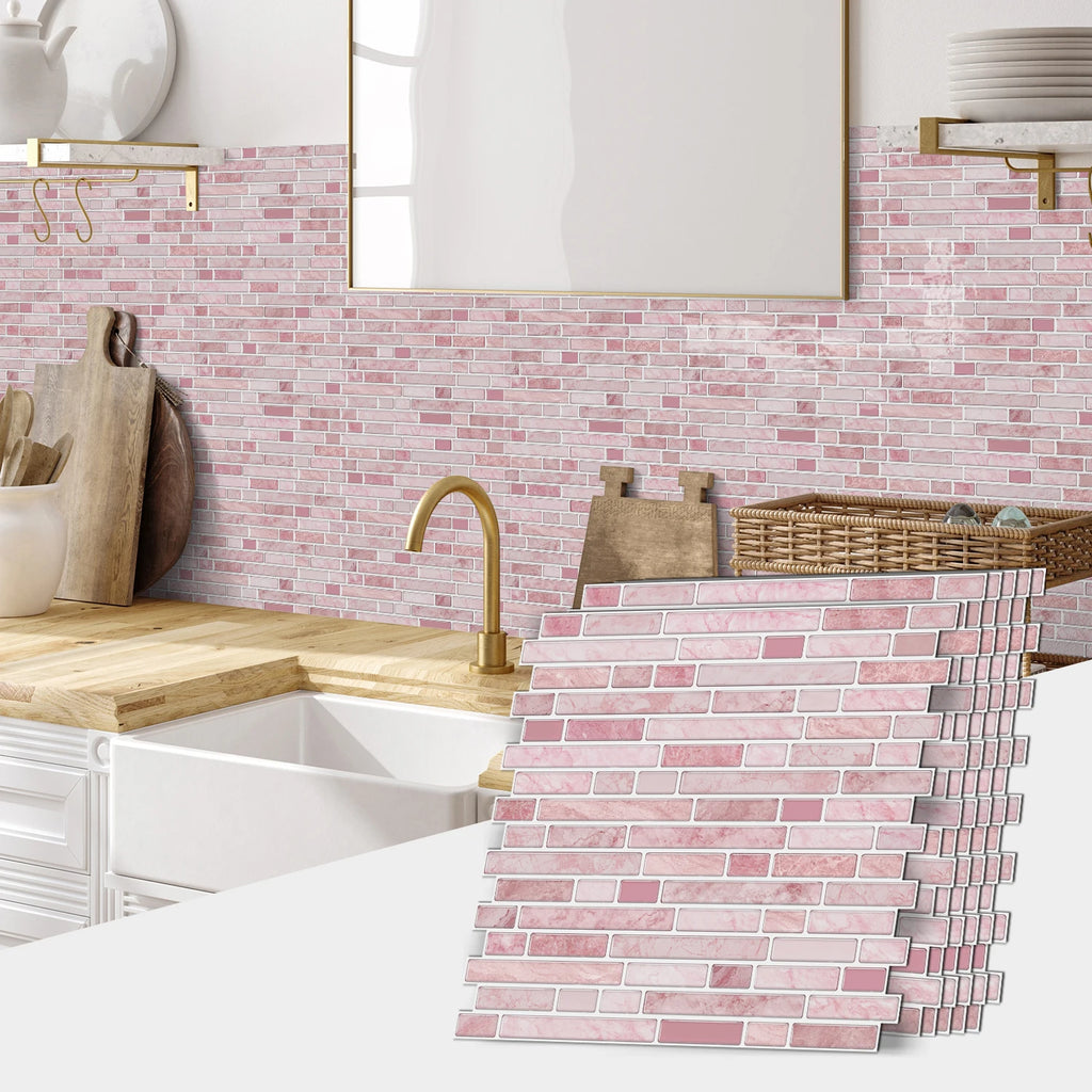 4/8/12PCS Pink Wall Self-Adhesive Tile Stickers
