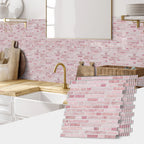 4/8/12PCS Pink Wall Self-Adhesive Tile Stickers