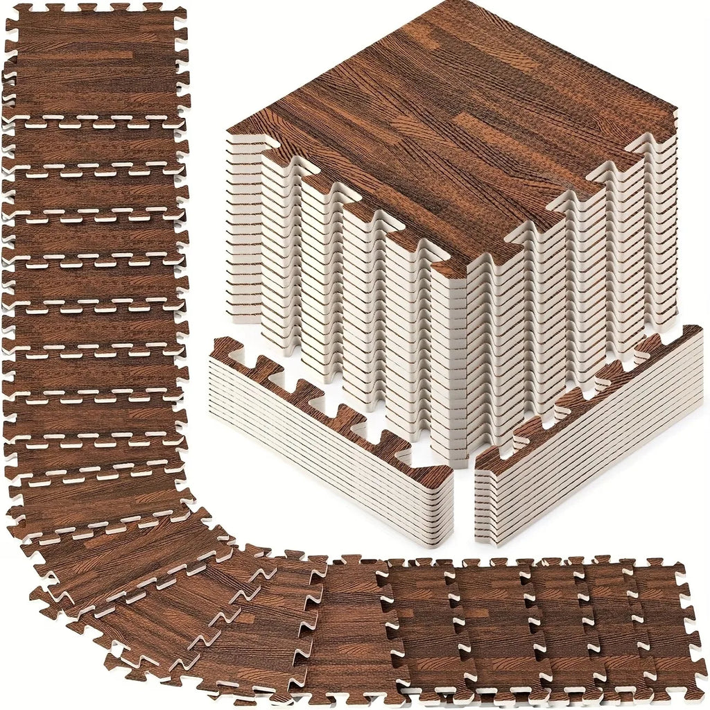 36 Pcs Wood Style Puzzle Interlocking Foam Tiles