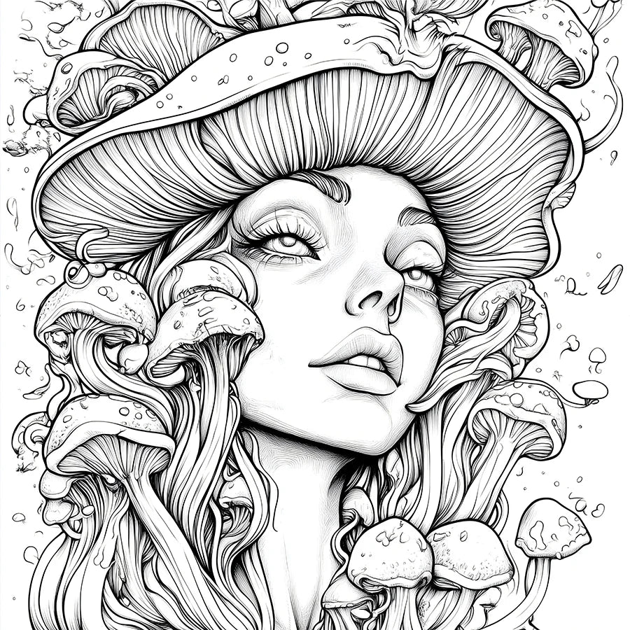 Mushroom World Coloring Book