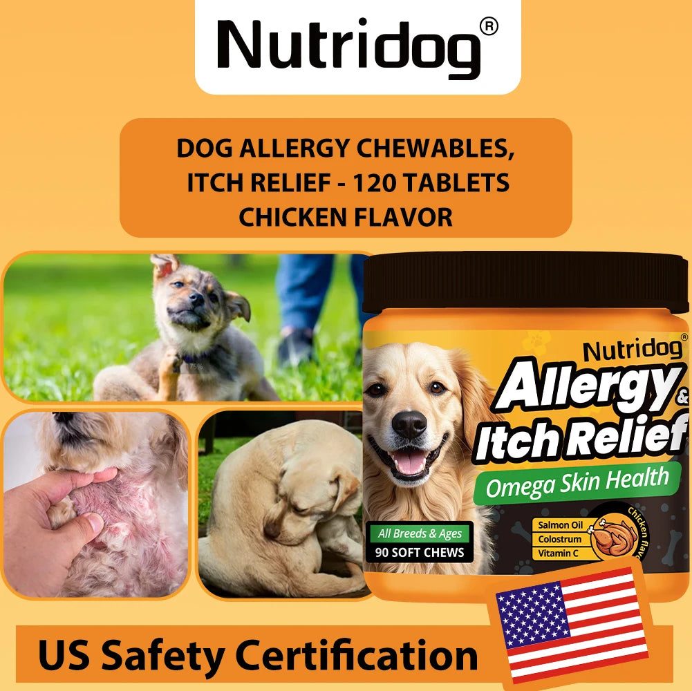 Dog Itch Relief Chews Omega-3  90 PCS/Bottle