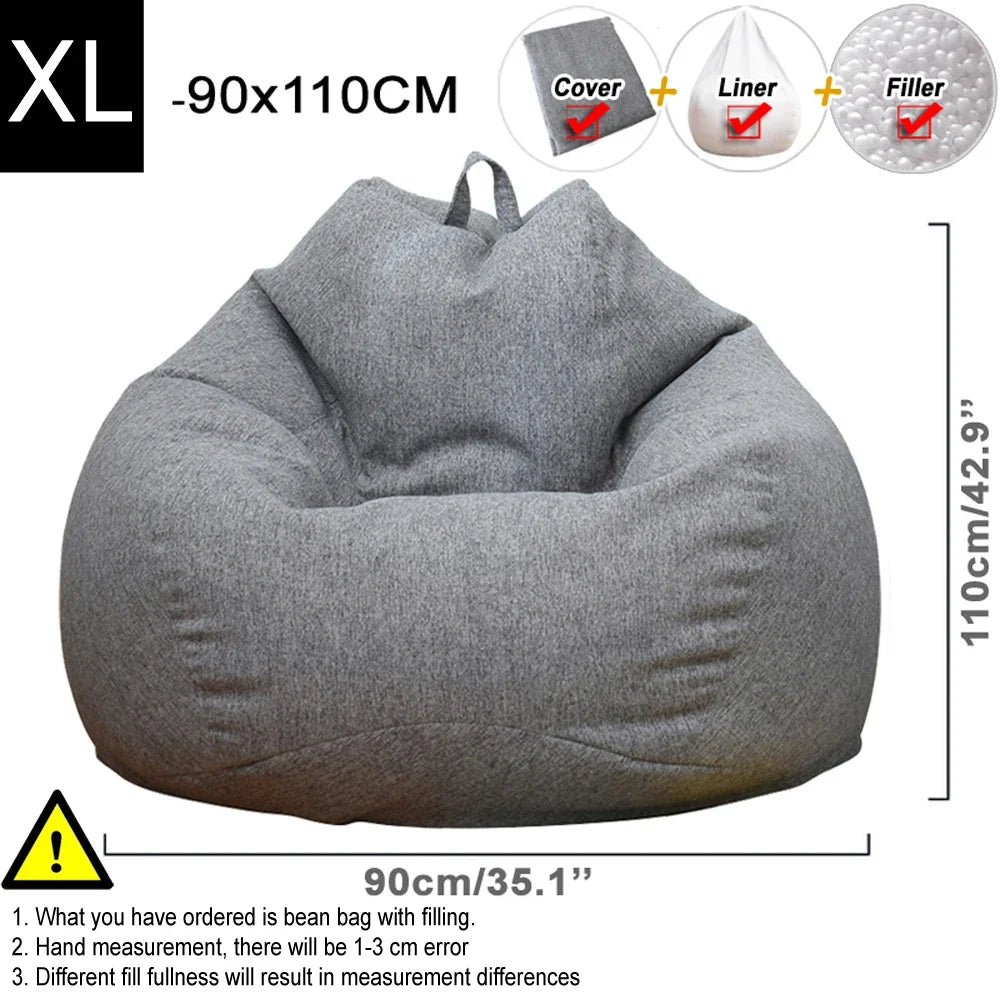 Washable Linen Bean Bag Chair / Filling