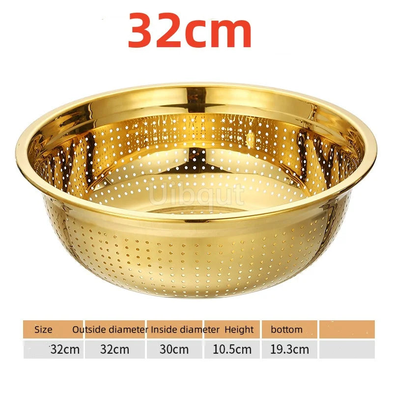 Round Golden Stainless Steel Colander