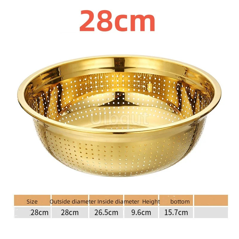 Round Golden Stainless Steel Colander