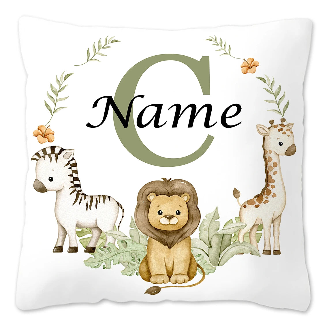 Animal with Name Pillow Case, Personalized