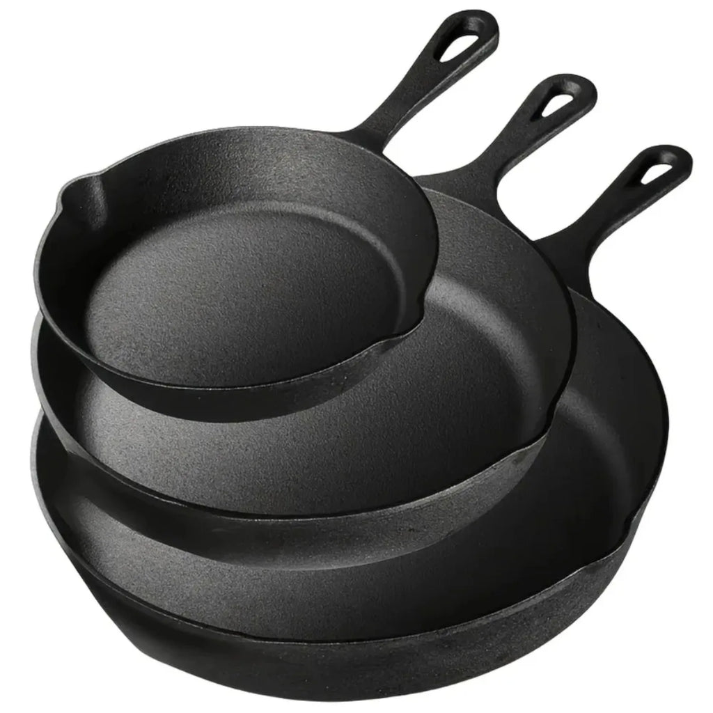 3PCS Pre-Seasoned  Iron Skillet Set