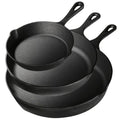 3PCS Pre-Seasoned  Iron Skillet Set