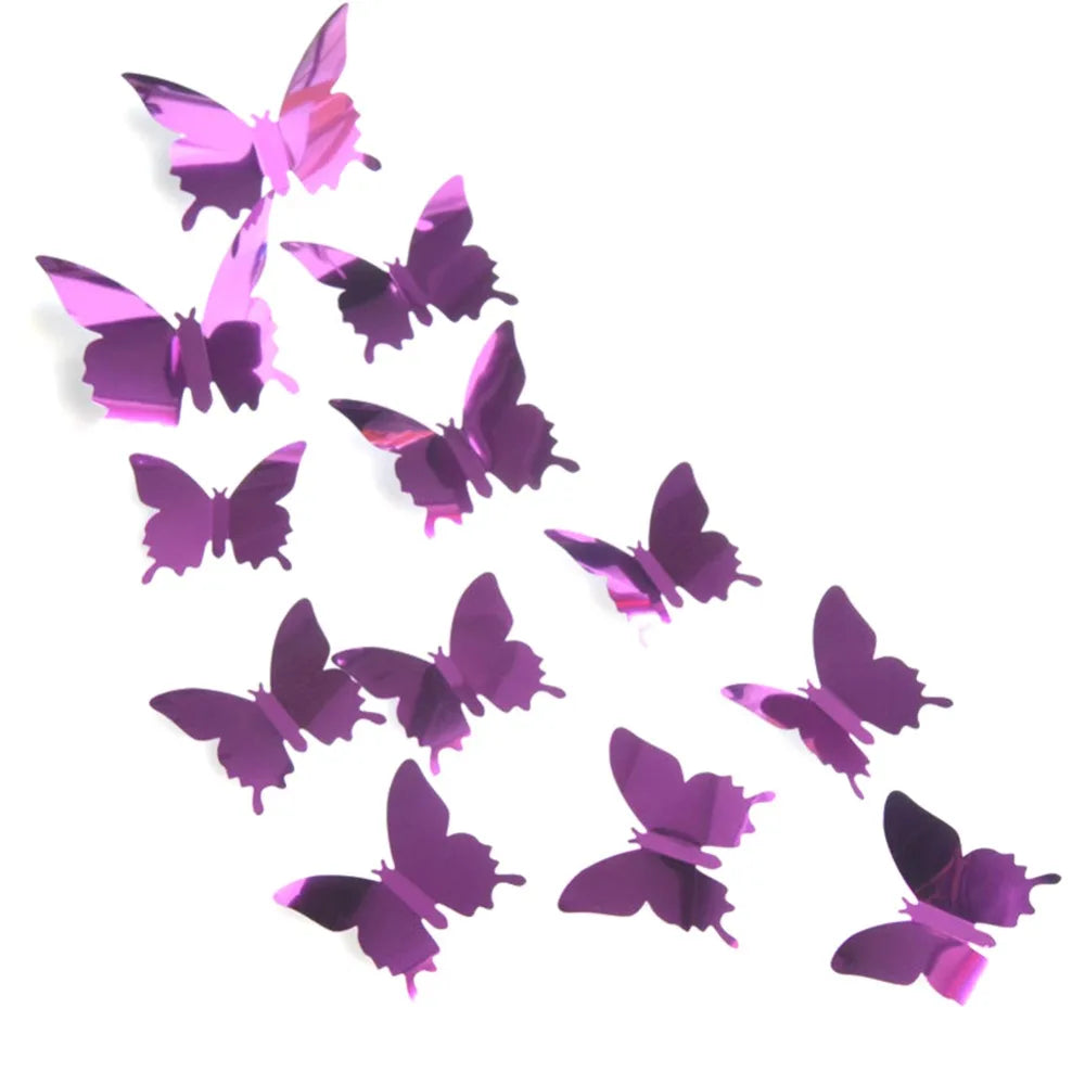 12pcs 3D Butterfly Mirror Wall Decal