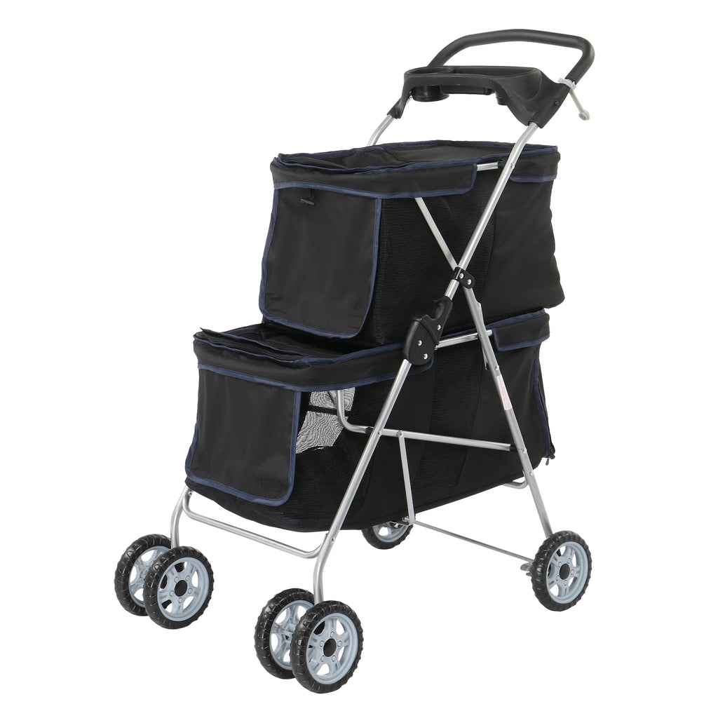 Pet Stroller for 2, Double 4-Wheel
