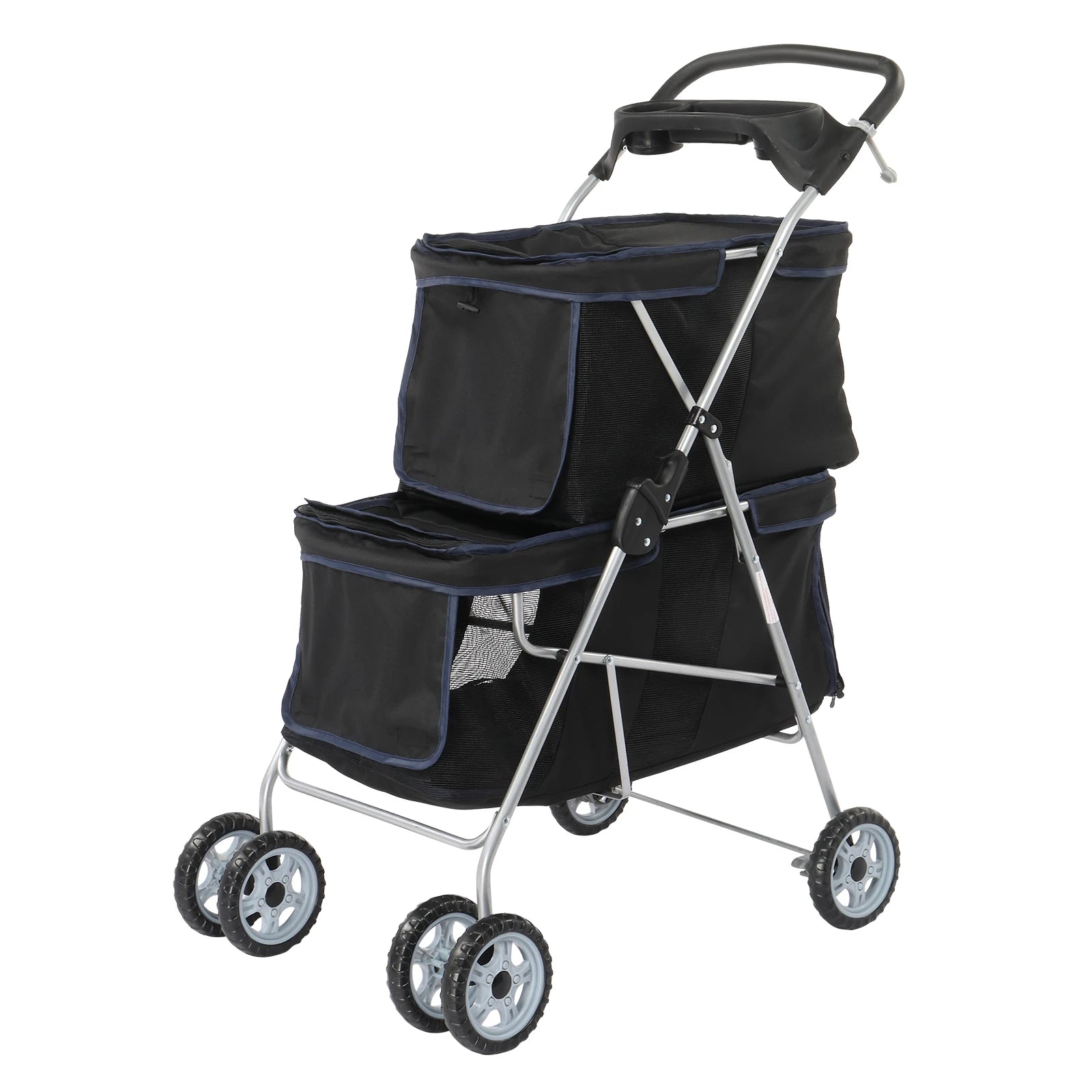 Pet Stroller for 2, Double 4-Wheel
