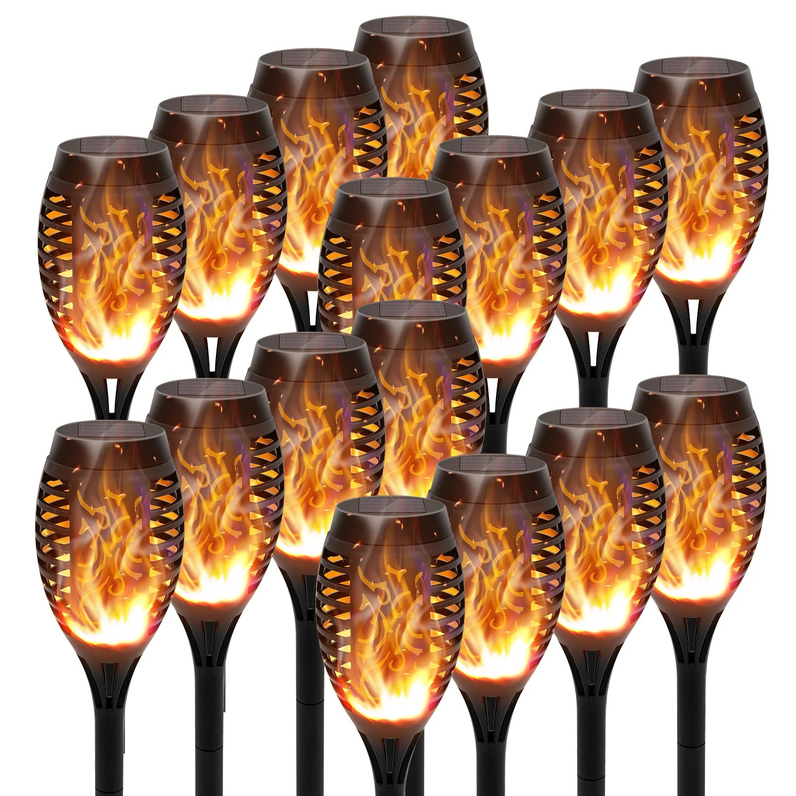 4/6/812Pcs Solar Torch Lights, Flickering Flame Waterproof