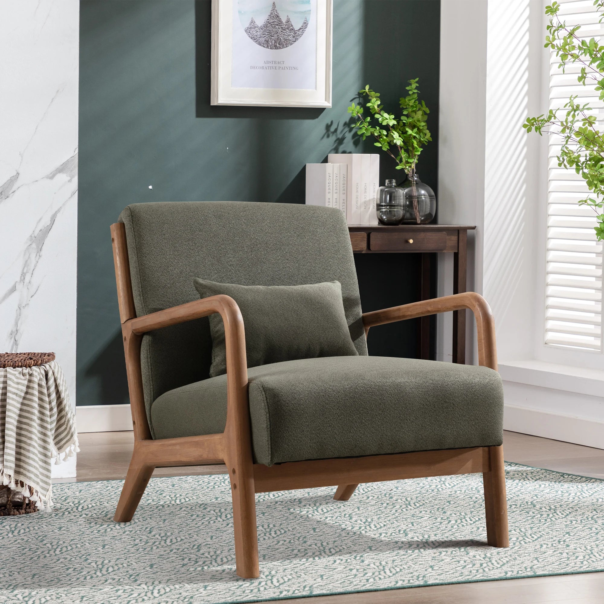 29*33*26 Inch  Wood Chair 105° Backrest Pillow