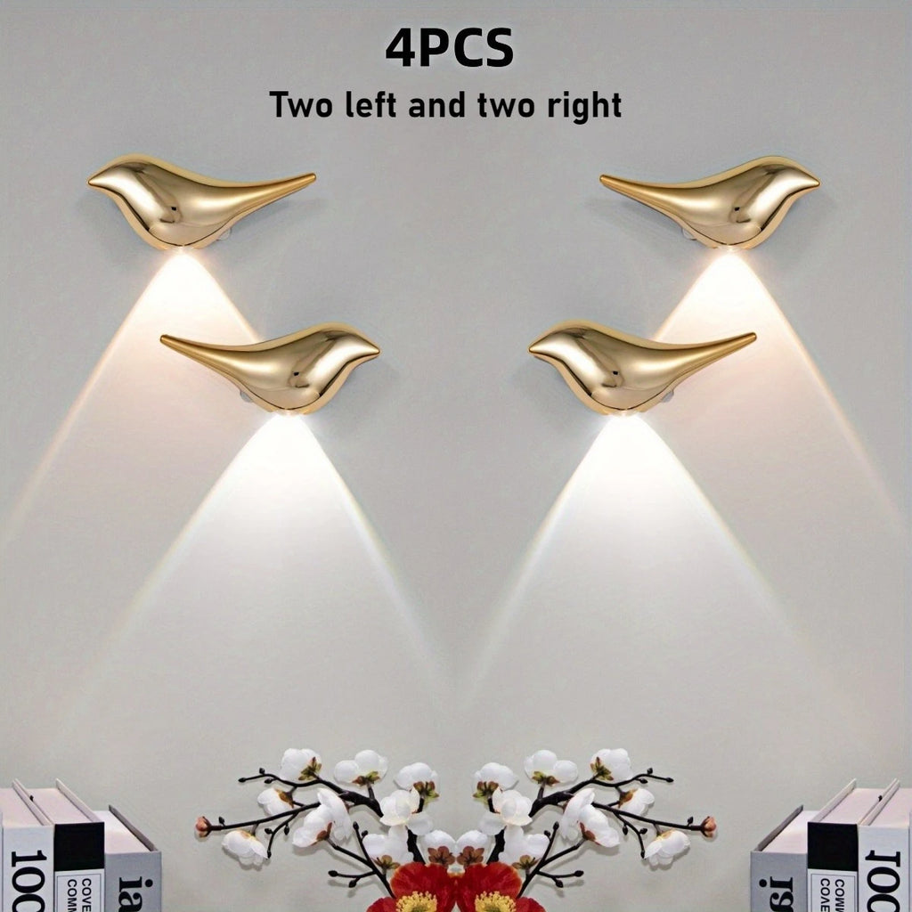 4pcs, Rechargeable Wall Lights  Motion Sensor Bird-Shaped