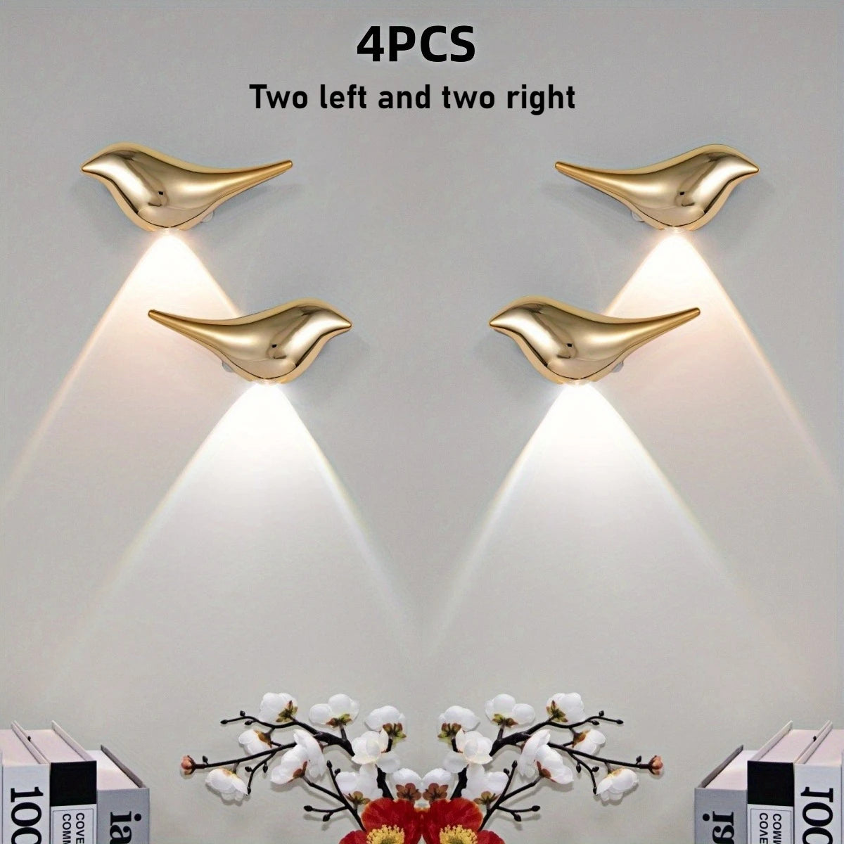 4pcs, Rechargeable Wall Lights  Motion Sensor Bird-Shaped