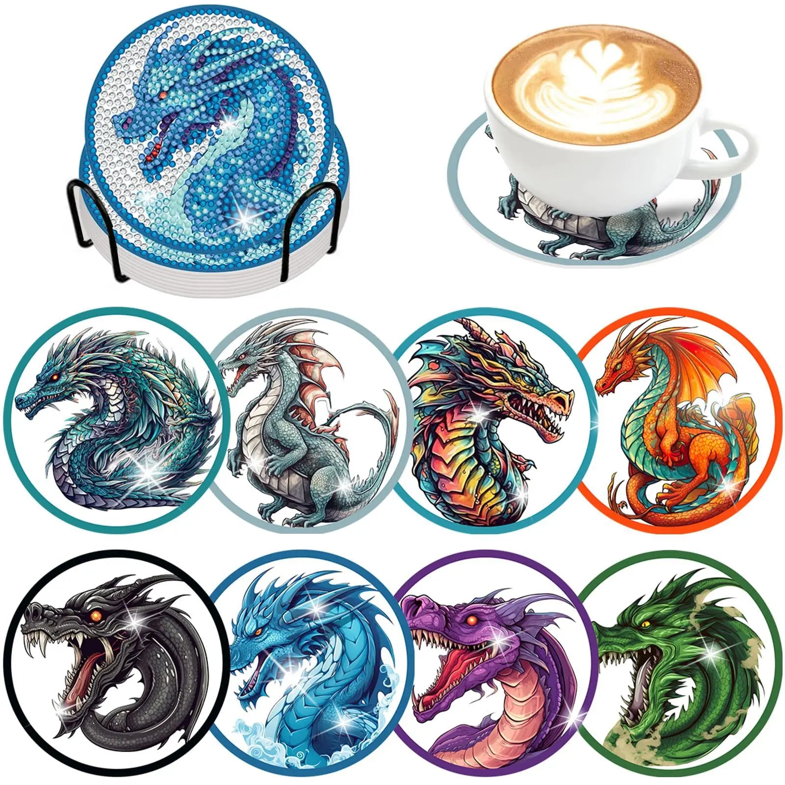 8pcs Diamond Coasters/ Holder Kits