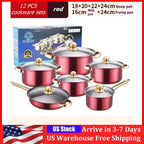 12PCS Stainless Steel Colored Cookware Set
