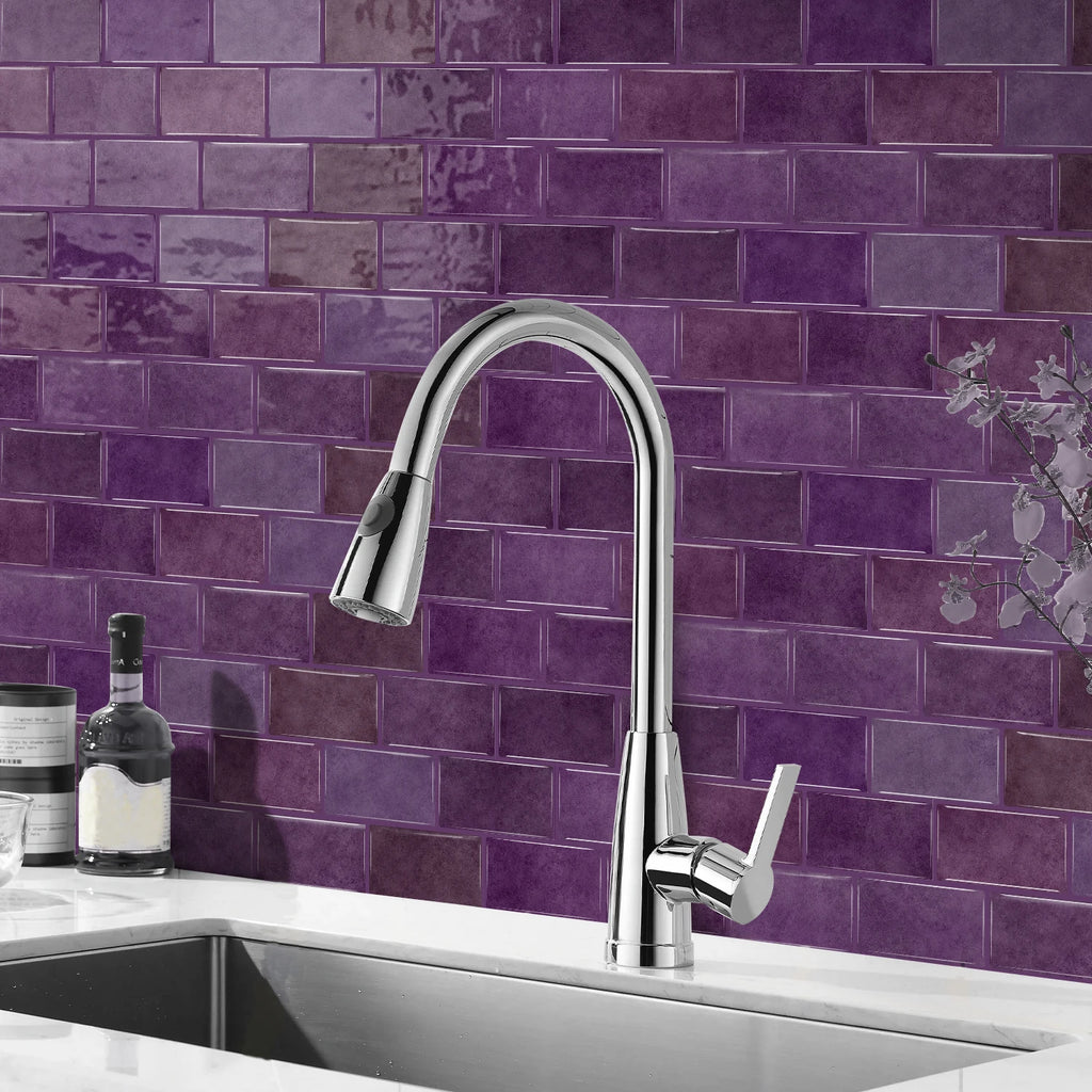 Deep purple dyed self-adhesive wall tiles
