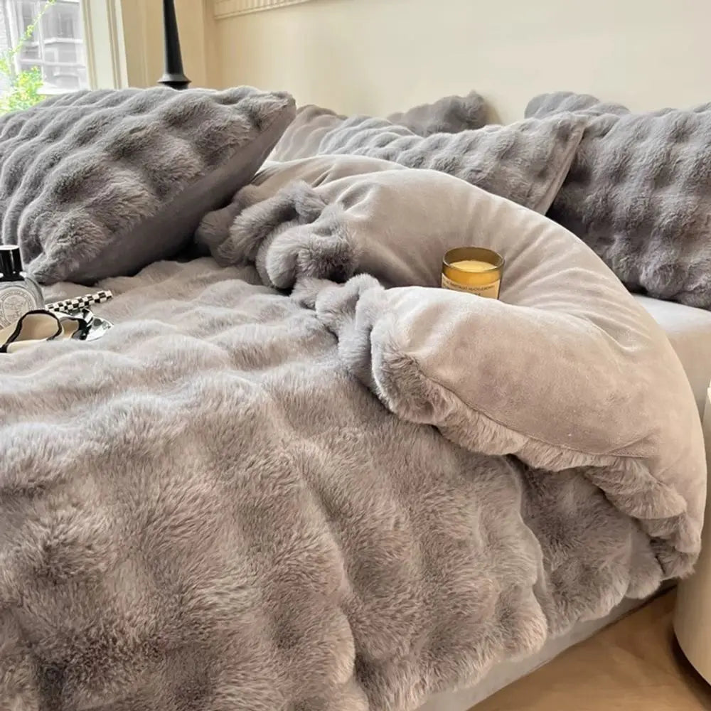 1pc Weighted 6 lbs Faux Rabbit Blanket