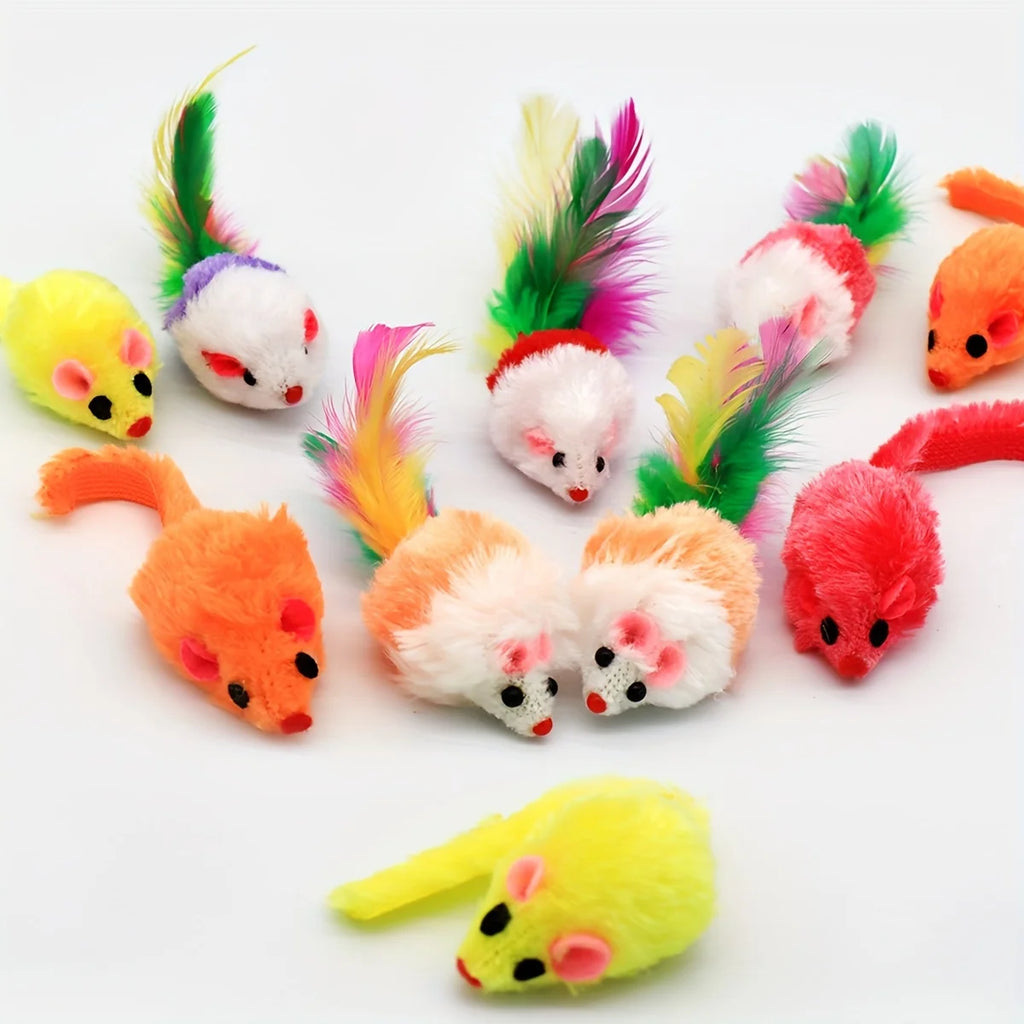 3/200pcs Catnip Faux Fur Cat Mice Toys