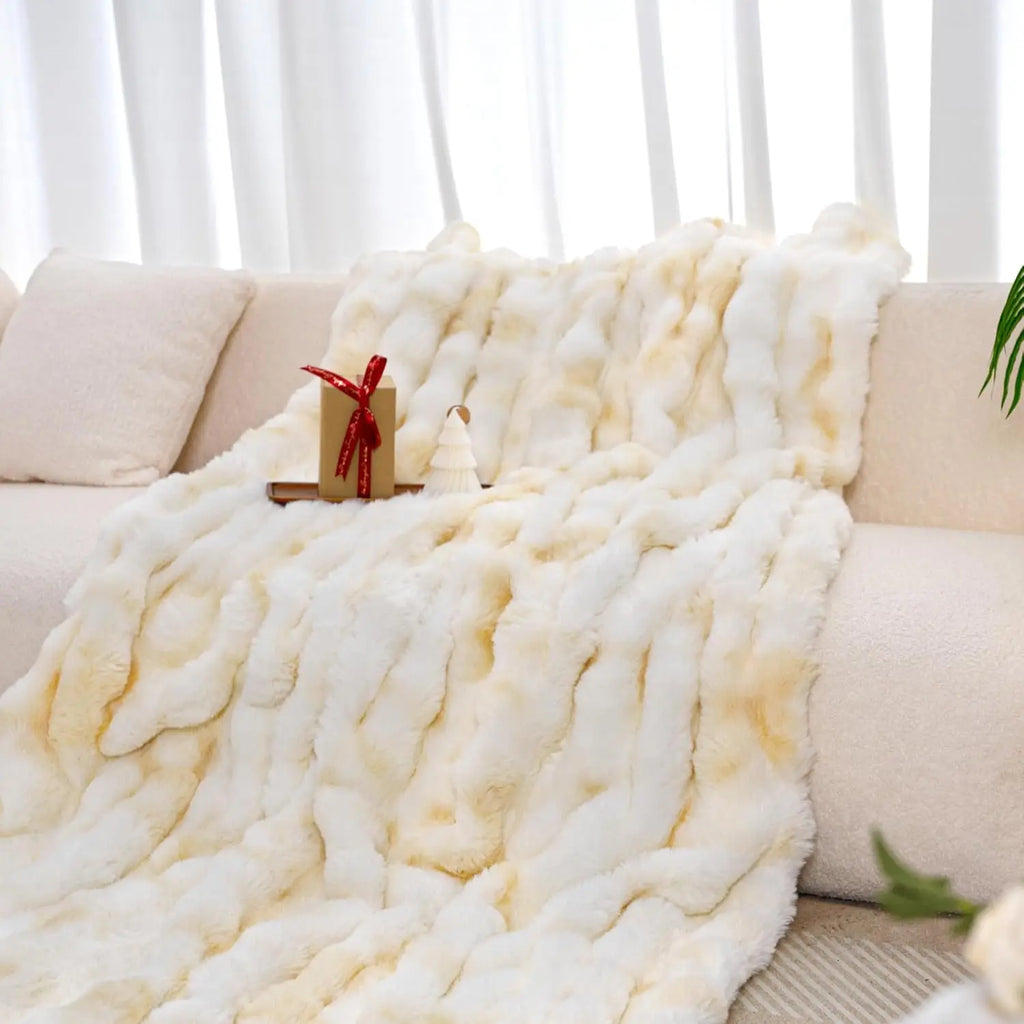 1pc Weighted 6 lbs Faux Rabbit Blanket